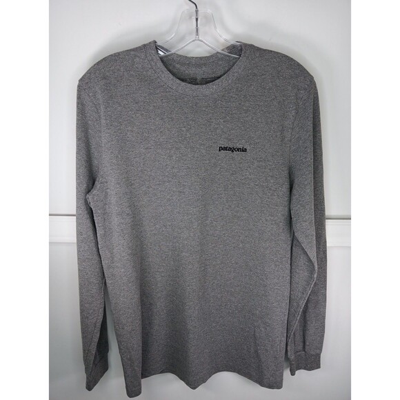 Patagonia P-6 Logo Responsibili-Tee Long Sleeve T-shirt Small Gray EUC - Picture 2 of 6